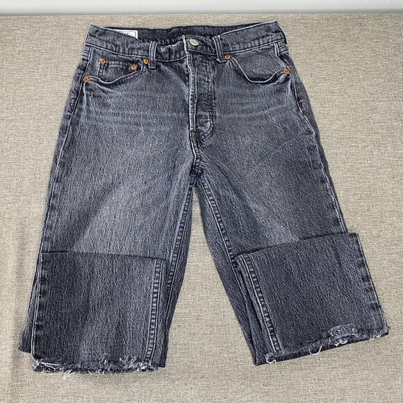 Gap Cheeky Straight Denim Jeans Women's 6S Mid Rise Gray Distressed Hem Casual - Picture 3 of 13